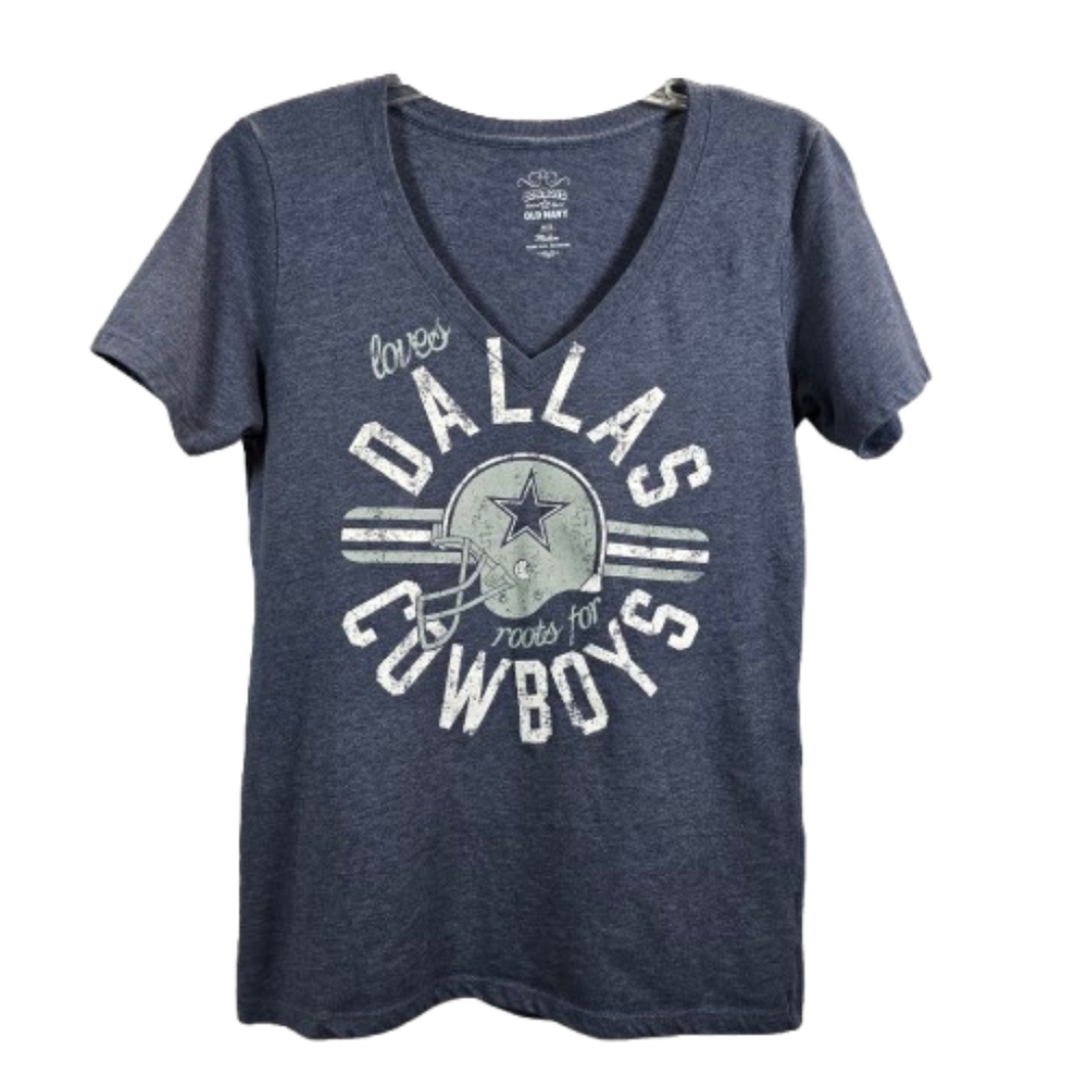 Dallas Cowboys Authentic Apparel Old Navy Short Sleeve Tee V-neck Size Medium